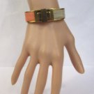 BCBG Women Gold Metal Fashion Cuff Bracelet Coral  Ivory Gray Faux Snake Leather