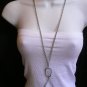 NEW WOMEN SILVER 2 CIRCLES METAL BODY CHAIN JEWELRY FLORIDA LONG TRENDY NECKLACE