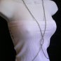 NEW WOMEN SILVER 2 CIRCLES METAL BODY CHAIN JEWELRY FLORIDA LONG TRENDY NECKLACE
