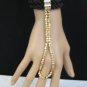New Women Black Rope Gold Metal Hand Chain Fashion Bracelet Leaf Slave Ring Bead