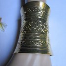 UNIQUE WOMEN METAL GRECIAN CUFF WIDE BRACELET RUSTY GOLD SMALL FLOWERS DESIG