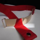 WOMEN WAIST HIP GOLD METAL PLATE FASHION BELT ELASTIC RED PLUS 32"-45" M L XL