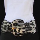 New Women Elastic Fashion Belt Low Hip High Waist Silver Black Leopard XS S M