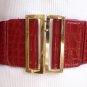 NEW WOMEN LOW HIP HIGH WAIST RED DRESSY WIDE BELT GOLD METAL BUCKLE S M 28"-35"