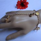 NEW WOMEN GOLD METAL CHAINS CIRCLES SLAVE BRACELET CONNECTED RING BALLS BELLS