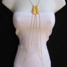 WOMEN SILVER SHIELD METAL PLATE CLASSIC FASHION BODY CHAIN JEWELRY LONG NECKLACE