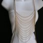 NEW WOMEN GOLD MULTI WAVES METAL BODY CHAIN JEWELRY LONG TRENDY VEGAS NECKLACE