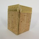 New J. Crew Women Metallic Gold + Beige Wood Bifold Wallet 4 Credit Card Case