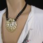 New Men Black Metal Chains Fashion Necklace Gold Lion Face Head Pendant Hip Hop