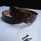 NEW WOMEN BROWN LEATHER CLASSIC SIZE 28 FASHION THIN BELT GOLD BUCKLE 27"-31"