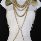 New Women Gold Body Shoulder Metal Plates Thick Chain Necklace Fashion Jewelry