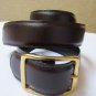 NEW WOMEN BROWN LEATHER CLASSIC FASHION THIN BELT SIZE 32 GOLD BUCKLE 30"-34"