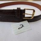 NEW WOMEN BROWN LEATHER CLASSIC THIN PANTS FASHION BELT GOLD BUCKLE 32 30"-34"