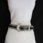 NEW WOMEN BLACK LEATHER WESTERN MINI BOWS RHINESTONES BELT BIG BUCKLE 31"-36" M
