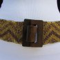 New Women Elastic Fashion Belt Hip Waist Wood Buckle Gold Brown Beads S L 28-40"