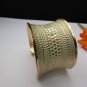 NEW WOMEN WIDE GOLD LIGHT METAL CUFF FASHION BRACELET BLUE COLORED SAND PATTERN
