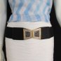 N Women Black Fashion Belt Silver Pewter Rhinestone Buckle Hip Waist S M 26"-33"