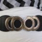 New Women Black Elastic Fashion Belt Gold Circles Buckle Hip Waist S / M 26"-33"