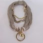 New Hot Women Gold Metal Chains Fashion Necklace Infinity Champagne Fabric Scarf