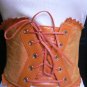 NEW WOMEN ELASTIC ORANGE WIDE CORSET HIGH WAIST FLOWERS LACE FASHION BELT S M