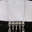 New Women Silver Metal Chain Long Fashion Necklace Mini Skulls Rhinestones Teeth