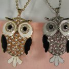 New Women 26" Extra Long Fashion Necklace Big Owl Bird Rhinestones Gold Silver