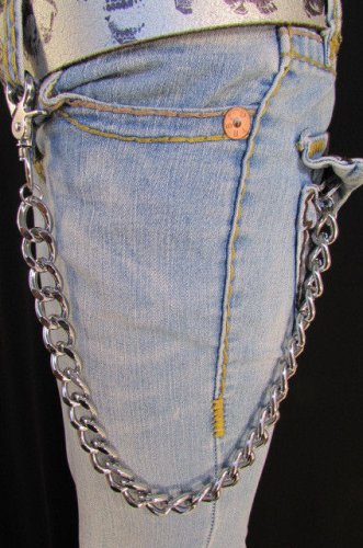New Men Women Thick Silver Chunky Metal 12" Long Wallet Chains KeyChain Rocker