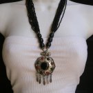B. NEW WOMEN FASHION NECKLACE BLACK RED SMALL BEADS MORROCAN STYLE METAL PENDANT