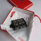 NEW COACH WOMEN SILVER METAL RING BLACK SIGNATURE KEY CHAIN +GIFT BOX DUST BAG