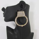 New Women Big Hand Cuff Hoops Thick Gold Metal Fashion Earrings Set Rhinestone