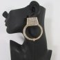 New Women Big Hand Cuff Hoops Thick Gold Metal Fashion Earrings Set Rhinestone