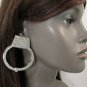 New Women Big Hand Cuff Hoops Thick Silver Metal Fashion Earrings Set Rhinestone