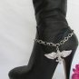 NEW WOMEN SILVER BOOT CHAIN 1 STRAP BIG METAL WINGS CROSS WESTERN SHOE CHARM #28