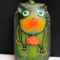 NEW WOMEN GREEN CAT FISH PURSE SMALL COIN BAG CELLPHONE GENUINE LEATHER WALLET
