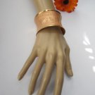 WOMEN 2" WIDE GOLD METAL CUFF FASHION BRACELET LIGHTWIGHT PEACH COLORED PATTERN