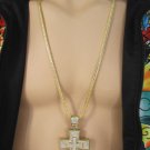 New Men Metal Chain 35" Long Fashion Necklace Large Silver Gold 3D Cross Pendant