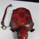 New Women Turtle Small Purse Coin Wallet Real Leather Key Chain Red Brown Orange