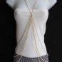 NEW WOMEN GOLD METAL BODY CHAIN MINI IMITATION PEARLS BEADS FASHION NECKLACE