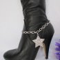 NEW WOMEN SILVER BOOT CHAIN 1 STRAP BIG STAR RHINESTONES WESTERN SHOE CHARM #30