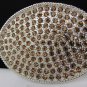 New Big Silver Metal Oval Western Fashion Buckle Brown Rhinestones 3.5'"/2.5"