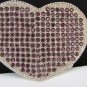 New Big Silver Metal Heart Trendy Fashion Buckle Purple Rhinestones 2.5'"/3.5"