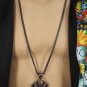 New Men 38" Long Pewter Metal Chains Fashion Necklace Black NY New York Pendant
