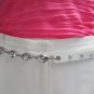 WOMEN HIP WAIST SILVER METAL CHAINS FASHION BELT WHITE FAUX LEATHER 32"-42" M-XL