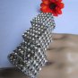 NEW WOMEN FASHION STATEMENT HUGE 3 DICES METAL RING SILVER RHINESTONES 2 FINGERS