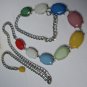 WOMEN HIP WAIST SILVER METAL CHAINS FASHION BELT MULTICOLORED BEADS 25"-40" XS-L
