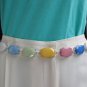 WOMEN HIP WAIST SILVER METAL CHAINS FASHION BELT MULTICOLORED BEADS 25"-40" XS-L