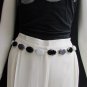 WOMEN HIP WAIST SILVER METAL CHAINS BELT GRAY BLACK WHITE BEADS 25"-40" XS-L