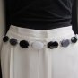 WOMEN HIP WAIST SILVER METAL CHAINS BELT GRAY BLACK WHITE BEADS 25"-40" XS-L
