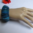 NEW WOMEN WIDE SKY BLUE RINGS RED STONE BEADS TRENDY FASHION ELASTIC BRACELET