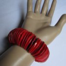 NEW WOMEN 1.25" WIDE HOT RED STONE BEADS TRENDY FASHION ELASTIC BRACELET